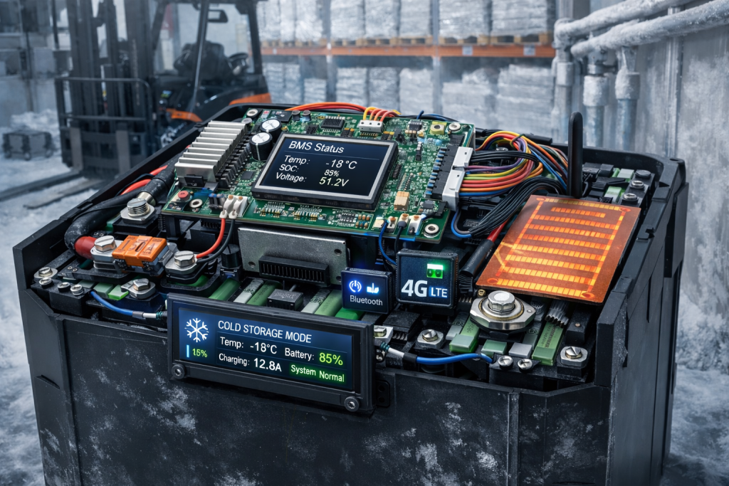 Pin lithium xe nâng kho lạnh BMS thông minh