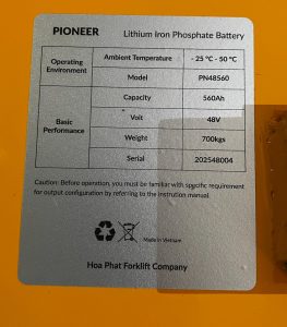 pin lithium xe nâng kho lạnh công suất lớn